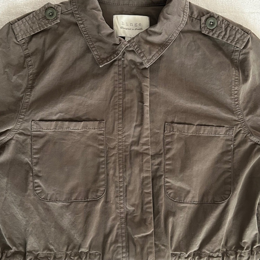 Hinge Utility Field Jacket Womens Medium Brown Cotton Twill Military Gorpcore - Picture 9 of 11